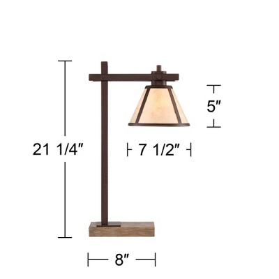 Bronze Industrial Desk Lamp with Beige Stone Shade and USB Port