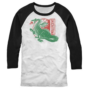 Men's Sleeping Beauty Woodblock Maleficent Baseball Tee - 1 of 4