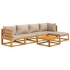 vidaXL Patio Furniture Set Patio Lounge Set Sofa with Cushions Solid Wood - 2x Corner 2x Middle Footrest Table Taupe - 3 of 4