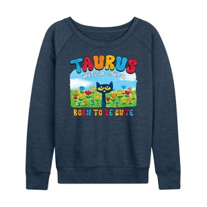 Women's - Pete the Cat - Taurus Lightweight French Terry Wide Neck Long Sleeve Shirt - 1 of 4