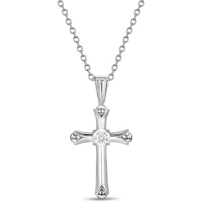 Girls' Gothic Style Cross Sterling Silver Necklace - Clear - In Season ...