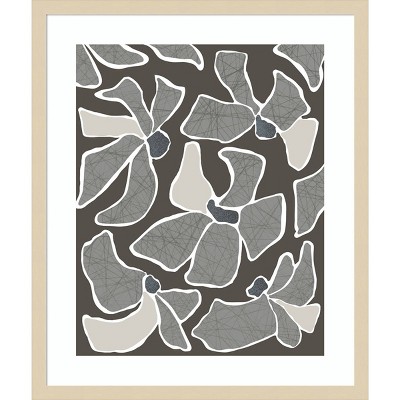 Grey Flower Blooms II Abstract Framed Wall Art Print