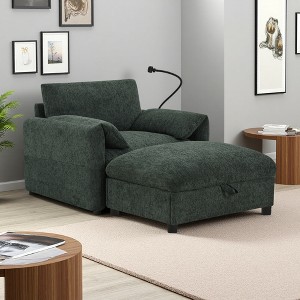 38" Single Sofa Chair with Storage Ottoman, USB/Type-C Ports and Armrest Storage - 1 of 4