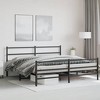 vidaXL King Size Black Metal Bed Frame - Powder-Coated Steel with Headboard, Footboard - image 3 of 4