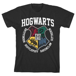 Harry Potter Hogwarts Houses Black T-shirt Toddler Boy to Youth Boy - 1 of 3