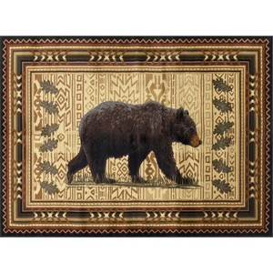 Vynxaria Nature's Nest Lodge Area Rug - 2ft x 3ft Black Bear & Southwestern Motifs - 1 of 4