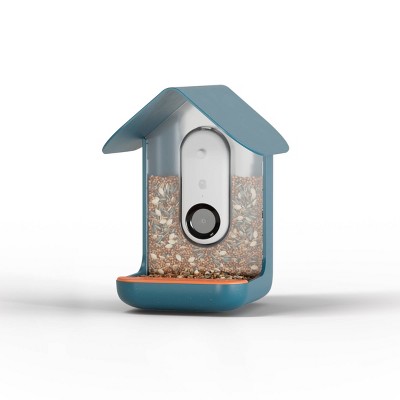 Blue Smart Bird Feeder with Camera and AI Identification