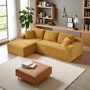 103" Modular Corduroy L-Shaped Sectional Sofa, Deep Seat - 1 of 4