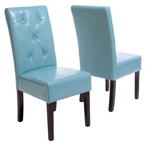 Taylor Bonded Leather Dining Chairs - Teal Blue (Set of 2) - Christopher Knight Home