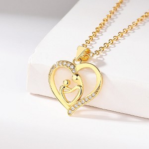 14K Gold Motherhood pendant necklace with crystals (Mother's Day) - 1 of 4