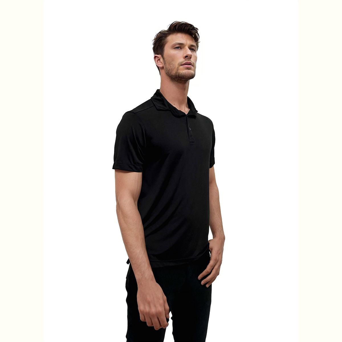 24seven men Wrinkle Resistant 3 Button Machine Washable Polo Shirt - thumbnail 2