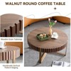 ALEXOUN 31.5 Inch Round Wood Coffee Table - Stylish Vertical Texture Relief,Easy to Use & Metal Cross Base,for Living Room,Bedroom,Home Office - 4 of 4