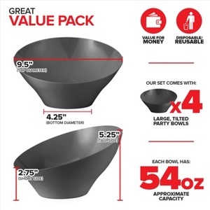 Stock Your Home 54-oz Black Plastic Serving Bowls (4 Pack) - 1 of 3