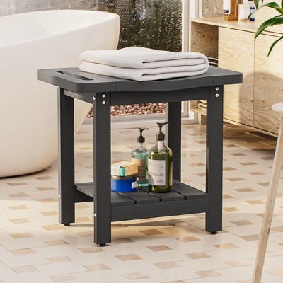 Sonkuki HIPS Waterproof Shower Benches for Inside with Shower Head Holder for Spa, Bath, Shaving Legs