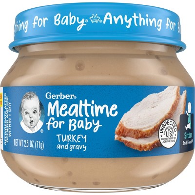 Gerber Baby Food Stage 2 Turkey & Gravy Puree Jar - 2.5oz : Target