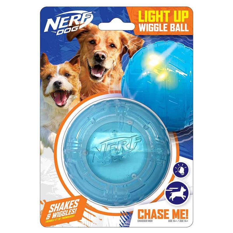 NERF 3.5&#34; Wiggle LED Ball Dog Toy - Blue, 1 of 5