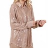 Women's Sequin Oversized Button Up Blouse - GEEGEE - 2 of 3