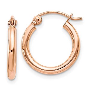 Black Bow Jewelry 2mm x 15mm 14k Rose Gold Round Tube Hoop Earrings - 1 of 4