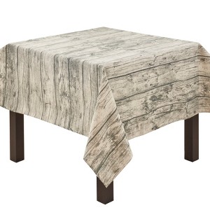 Saro Lifestyle Printed Wood Tablecloth, 60", Beige - 1 of 4