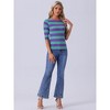 INSPIRE CHIC Women's Stripes Casual Basic Elbow Sleeves Boat Neck Slim Fit T-Shirts - 3 of 4