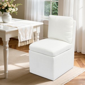 Subrtex Upholstered Dining Chairs with Casters, Modern Single Sofa Chair with Slient Wheels for living room, Arrived Assembed, Oatmeal - 1 of 4