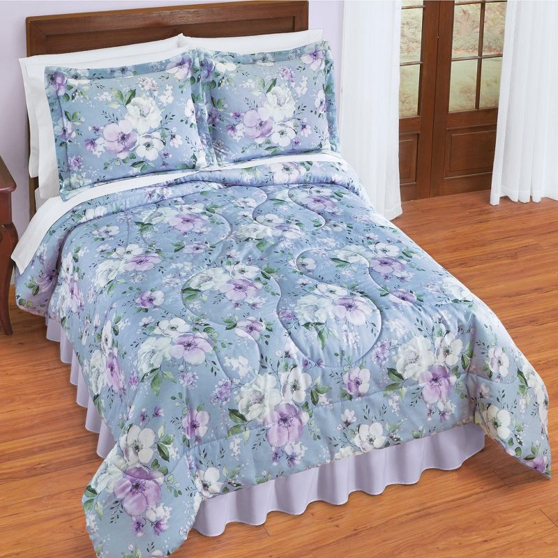 Collections Etc Pearl Reversible Floral 3-Piece Comforter Set, 2 of 5