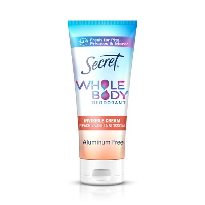 Secret Whole Body Aluminum Free Deodorant Clear Cream - Peach & Vanilla - 3.0oz