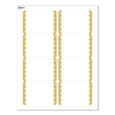 Avery® Name Tags, 2-1/3" x 3-3/8", Gold Dots Edge, Matte White, 80ct