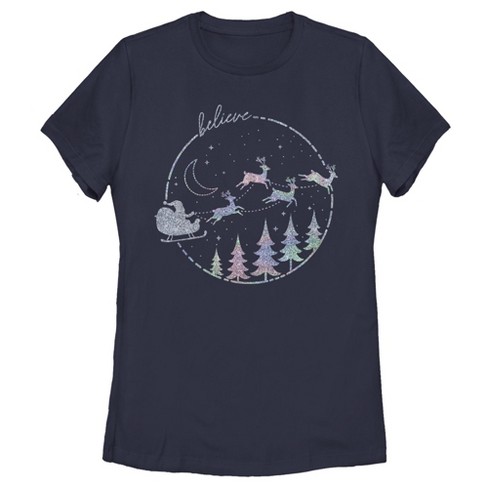 Women's Lost Gods Believe Christmas Sleigh T-Shirt - image 1 of 4