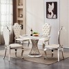 47'' Modern High Gloss Faux Marble Round Dining Table with Stainless Steel Base, Contemporary Kitchen or Dining Room Table – The Pop Home - 3 of 4