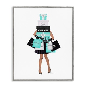 Stupell Industries Fashionista Woman Shopping Chic Glam Bags Black Framed Giclee Art - 1 of 4