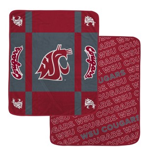 NCAA Washington State Cougars Reverse Block Double Sided Ultra Cozy Blanket - 1 of 2