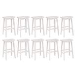 PJ Wood Classic Saddle Seat 29'' Kitchen Bar Counter Stool with Backless Seat & 4 Square Legs, for Homes, Dining Spaces, and Bars, White (10 Pack)