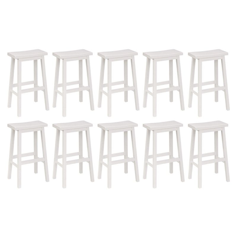 PJ Wood Classic Saddle Seat 29'' Kitchen Bar Counter Stool with Backless Seat & 4 Square Legs, for Homes, Dining Spaces, and Bars, White (10 Pack), 1 of 7
