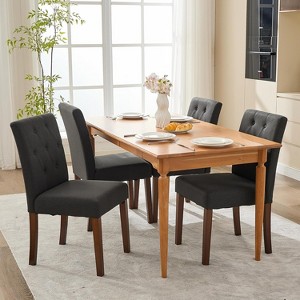 Upholstered Dining Chairs Set of 2, Tufted Parsons Kitchen Chair with Wood Legs, Button Tufted Modern Fabric Side Chair for Dining Room 2pcs - 1 of 4