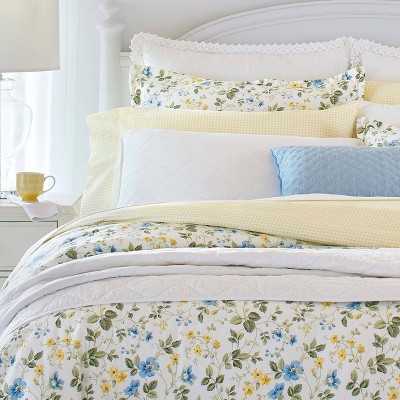 King Blue and Yellow Floral Cotton Duvet Cover Set