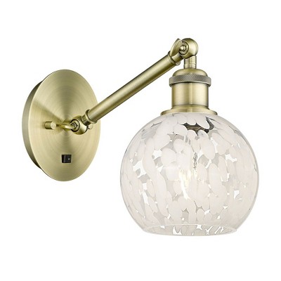 White Mouchette - 1 Light Arm Adjusts Up and Down Wall Sconce In Modern Style-8 Inches Tall and 6 Inches Wide