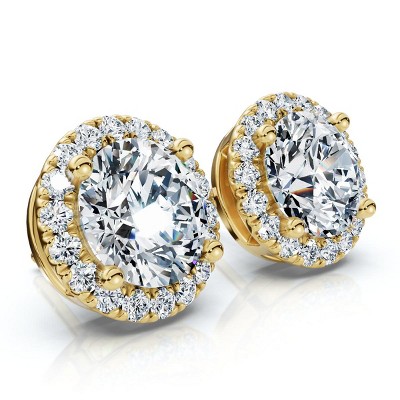 Pompeii3 2.25Ct Halo Round Diamond Studs 14k Gold Lab Created Women's Earrings