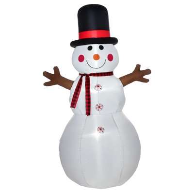 Homcom Christmas Inflatable Snowman, Outdoor Blow-up Yard Decoration ...