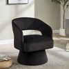 Lyngins Swivel Accent Chairs with Armrest,Upholstered Swivel Reading Chairs with Open Backrest,Velvet Barrel Chairs for Bedroom,Living Room - 2 of 4