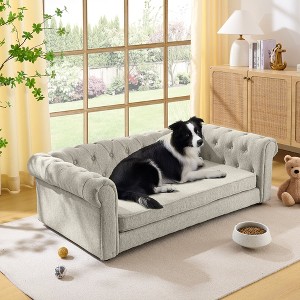 KWPZQEB Rectangular pet bed, Elevated Plush Dog Couch for Big and Oversized Dogs, Modern and Fashionable Linen Fabric Dog Sofa - 1 of 4
