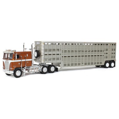 First Gear DCP 1/64 Brown Kenworth K100 COE Flattop with 45ft Wilson Vintage Livestock Trailer 60-1814