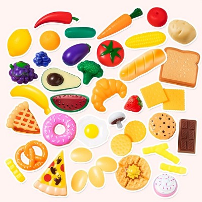 50 Piece Colorful Plastic Play Food Set for Kids