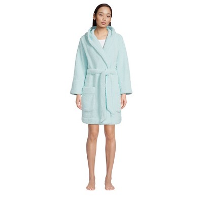 Lands' End Women's High Pile Fleece Hooded Robe - Medium - Light Blue  Radiance : Target