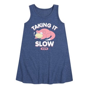 - Pokémon - Slowpoke Taking It Slow Graphic Sleeveless Aline Dress - 1 of 4