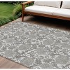 Ivory And Gray Floral Washable Indoor Outdoor Area Rug - 2 of 4