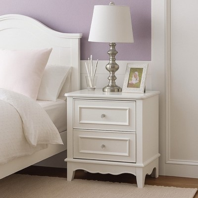 Royal Hampton Nightstand, 2 Drawers, Modern White Solid Wood Frame, 27 Inch
