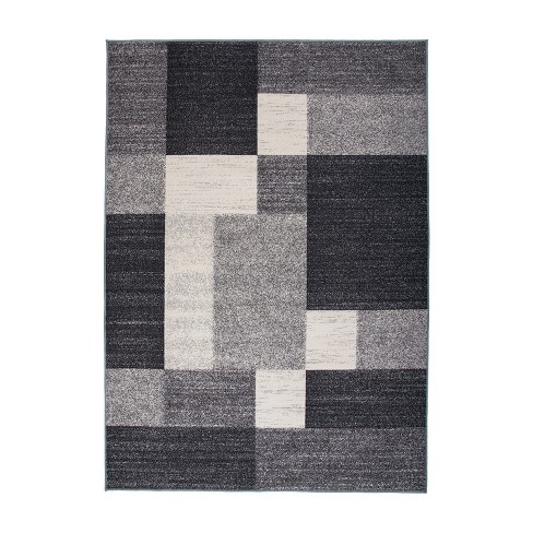 Modern Boxes Design Non-Slip (Non-Skid) Area Rug - 3'3 x 5' - Gray