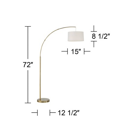 Elegant 72" Brass Arc Floor Lamp with White Linen Shade