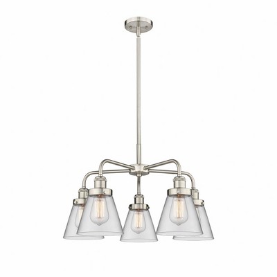 Cone - 5 Light Stem Hung Chandelier In Art Deco Style-14.75 Inches Tall and 24.25 Inches Wide